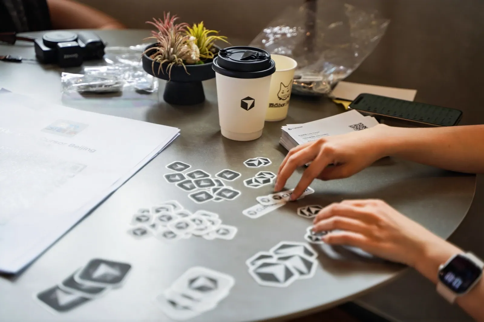 Cursor stickers being arranged during the event